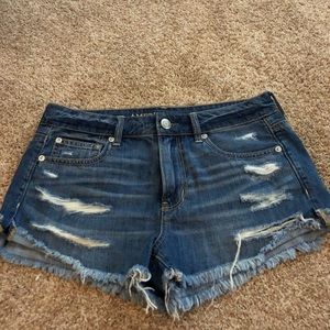 Ripped jean shorts